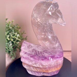 Dream Amethyst Crystal Swan hand carved 5" 1.06lbs